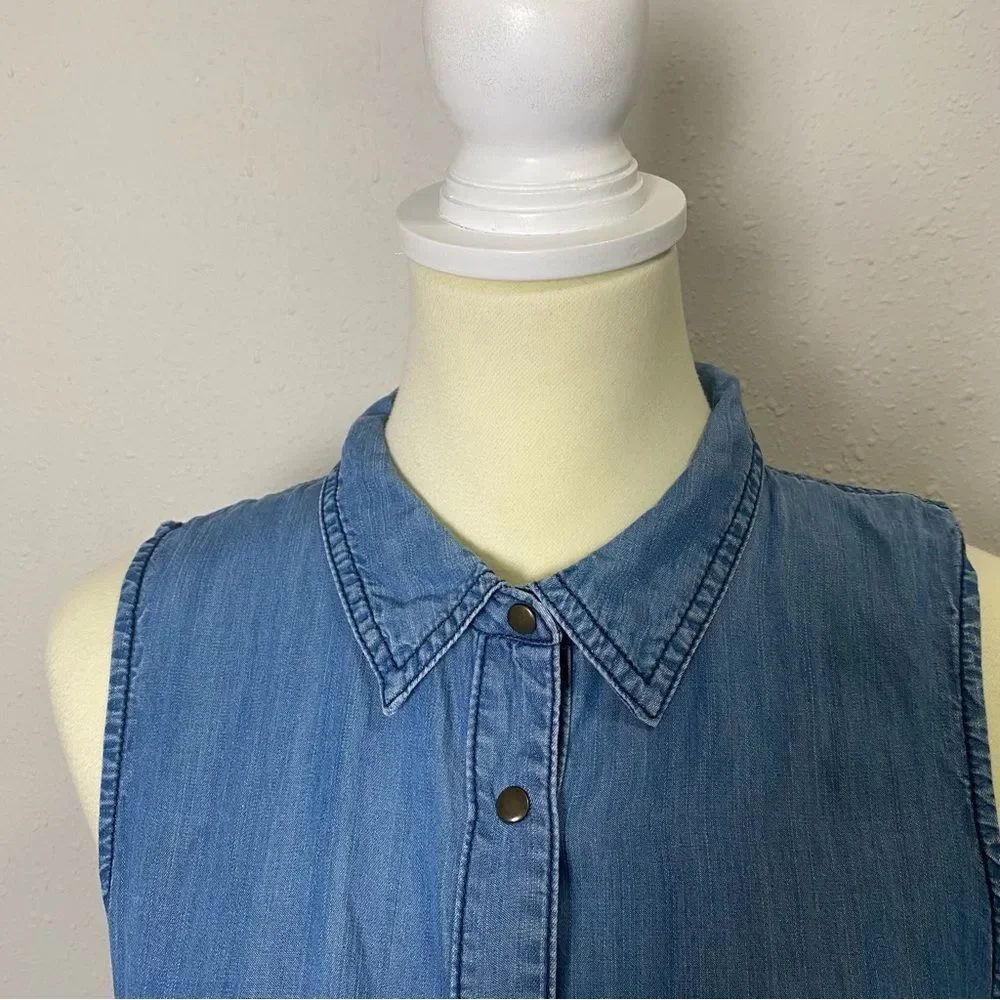 Given Kale 100% Lyocell Sleeveless Denim Button Up Tunic/Dress Women's Size L